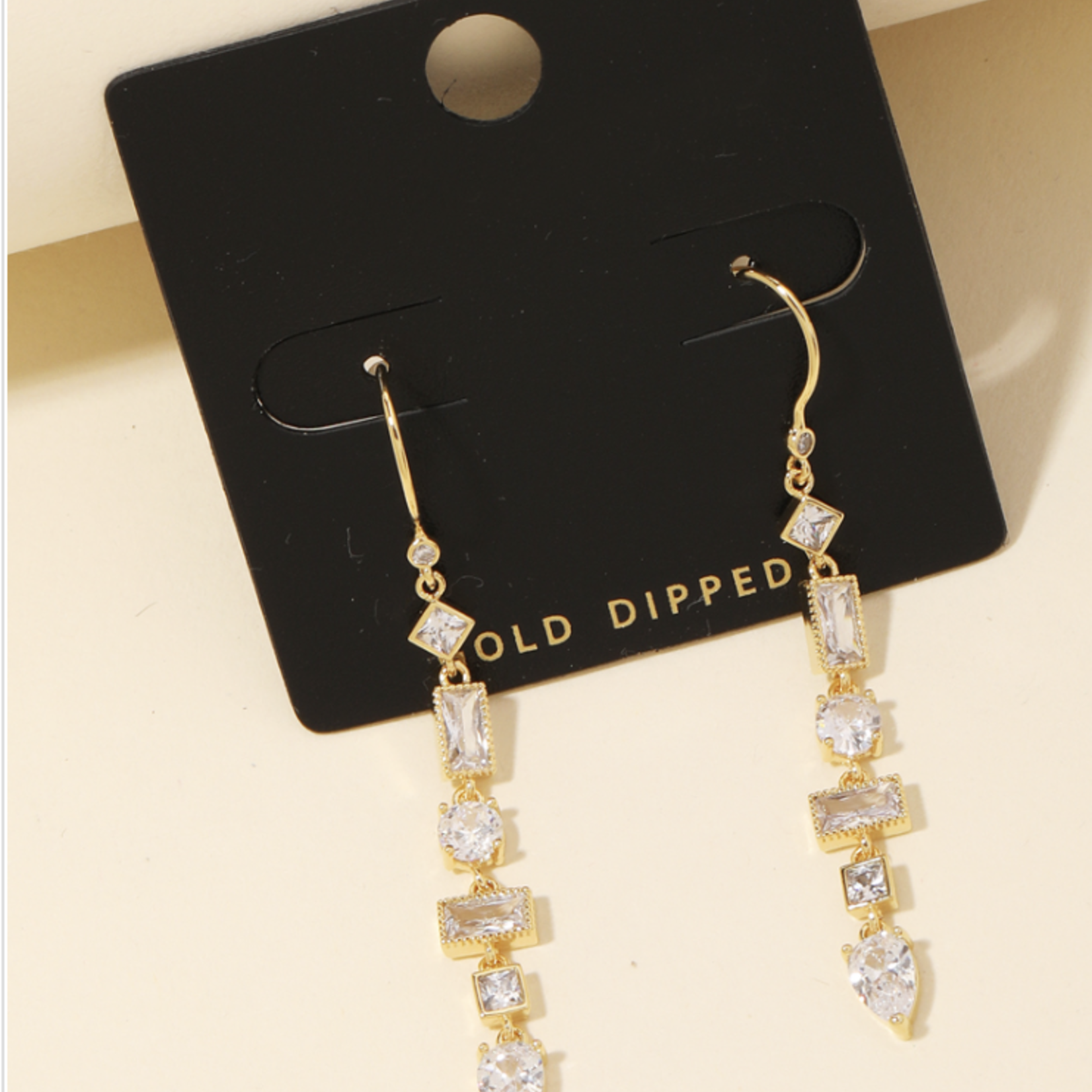 Anarchy Street Gold Dipped Mixed Rhinestone Shape Chain Drop Earrings · Gold