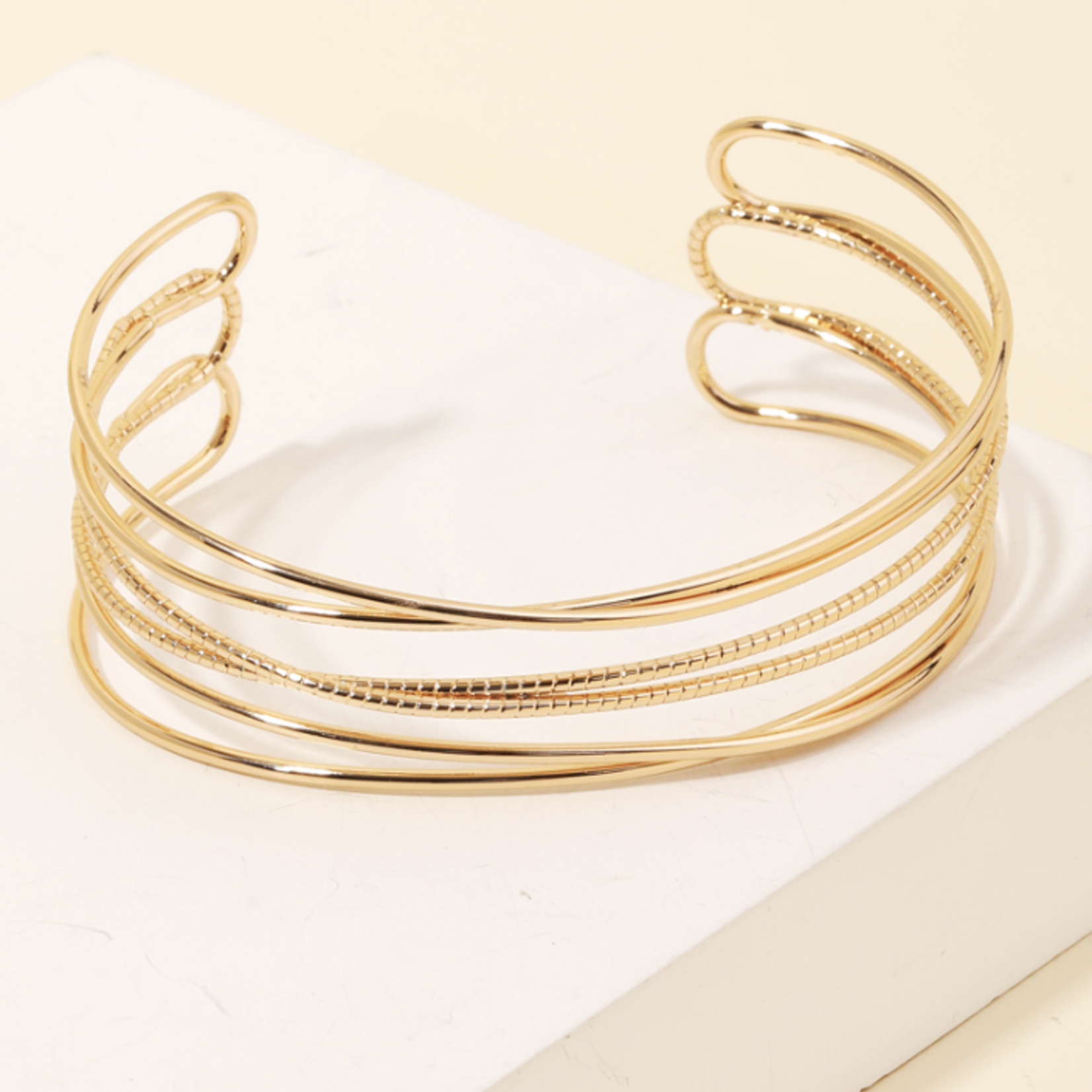 Anarchy Street Multi Line Cuff Bracelet · Gold