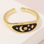 Anarchy Street Enamel Moon and Star Ring · Gold