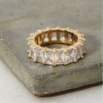 Rhinestone Baguette Eternity Ring · Gold