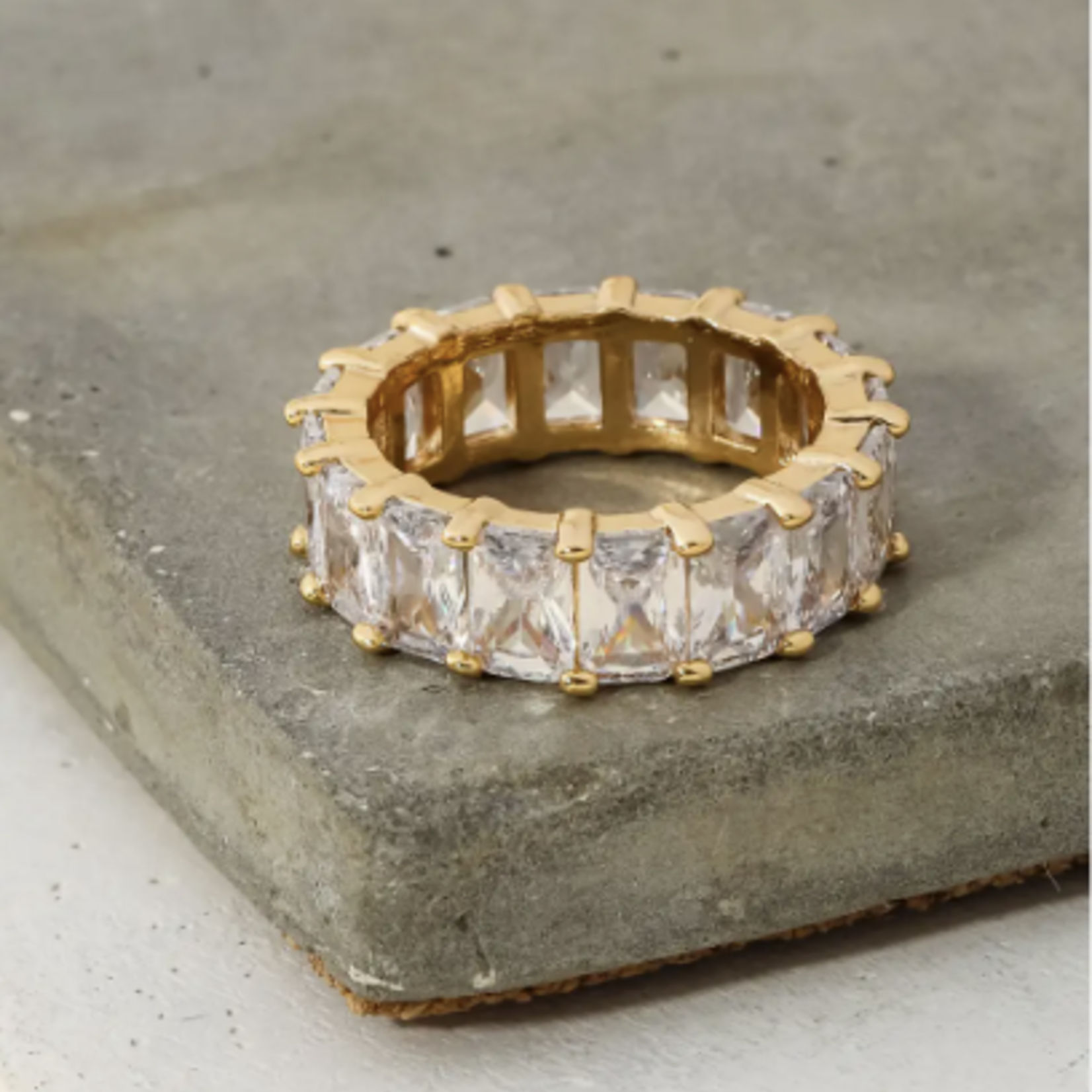 Rhinestone Baguette Eternity Ring · Gold