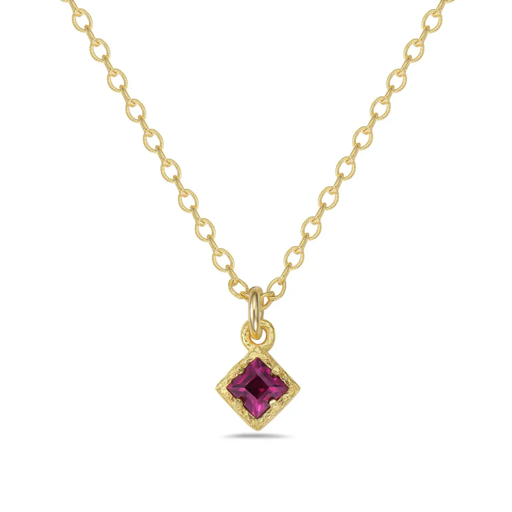 *Rhodolite Garnet Necklace · Diamond Shaped · 18K Gold Vermeil