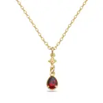 *Garnet Necklace · Tear Shaped w/Flower · 18K Gold Vermeil
