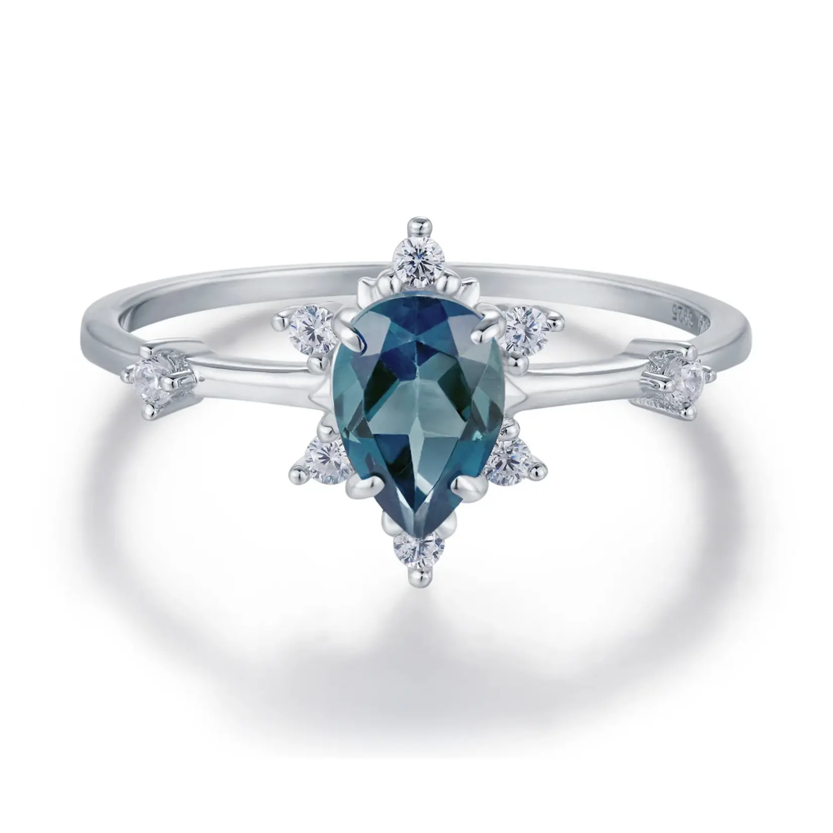 Azura Jewelry Gaia London Blue Topaz Ring · White Gold Vermeil