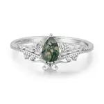 Lotus Moss Agate Ring · White Gold Vermeil ·