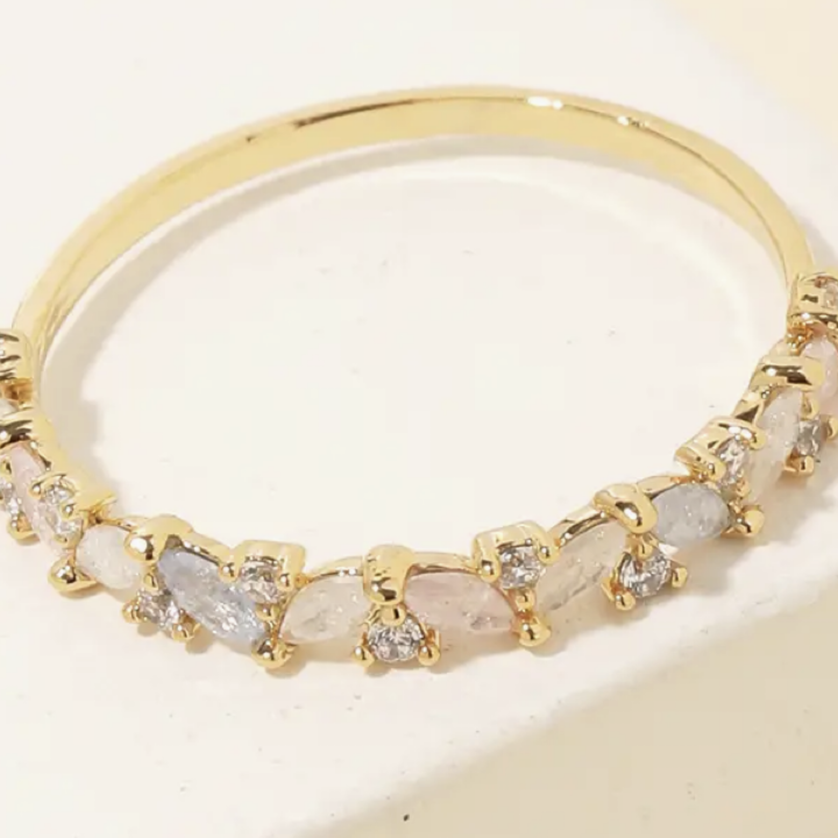 Delicate Rhinestone Studded Ring · Gold