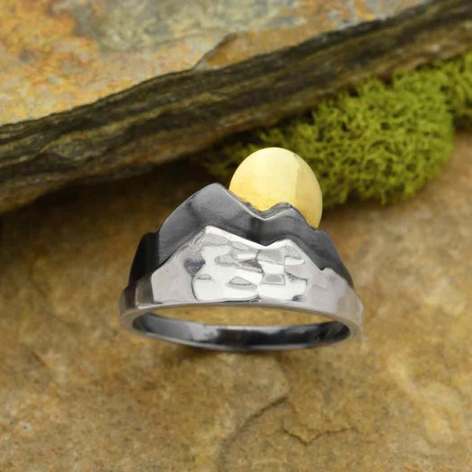 Layered Mountain with Bronze Sun Ring · Sterling Silver ·