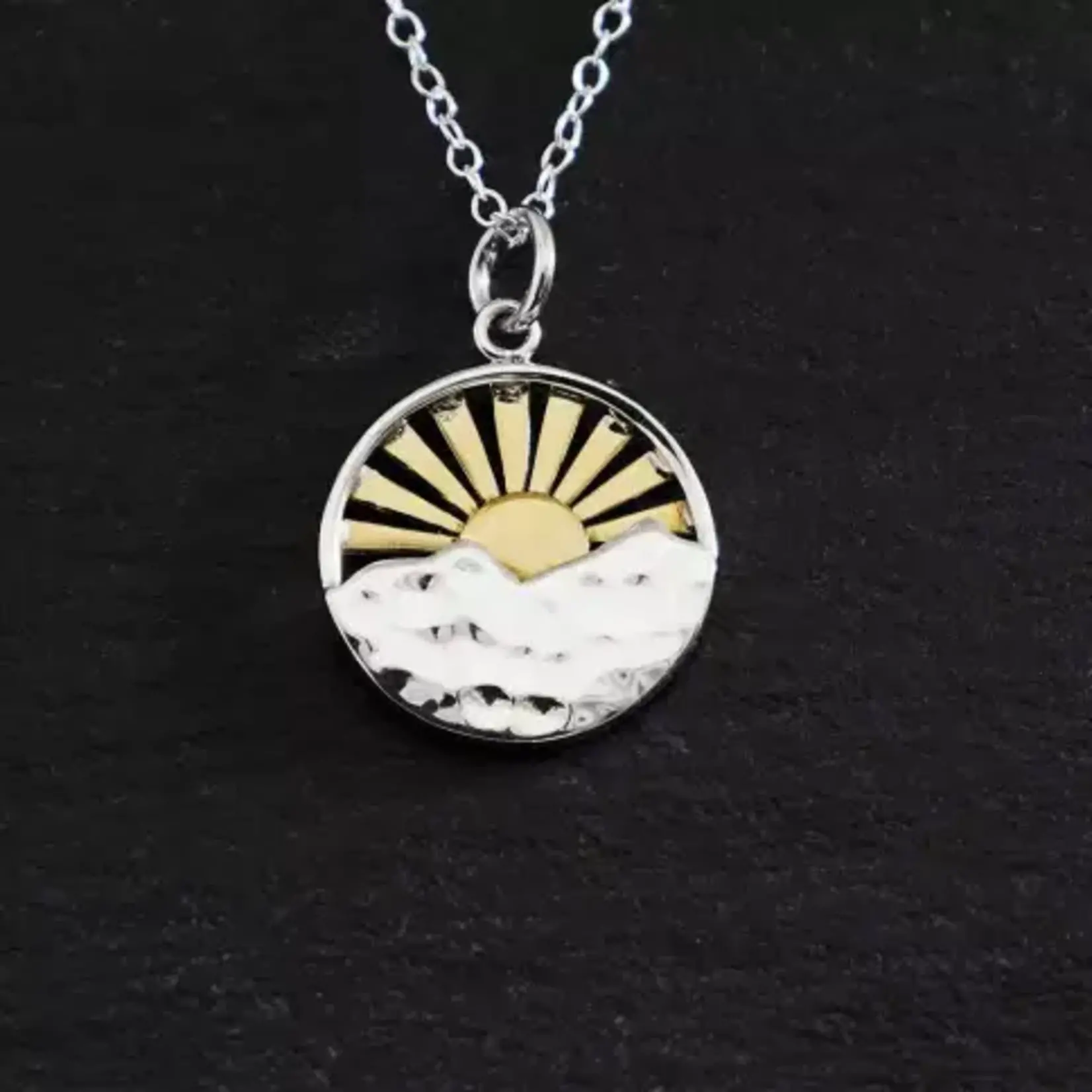 Mountains with Bronze Sun Rays · Sterling Silver · 18"