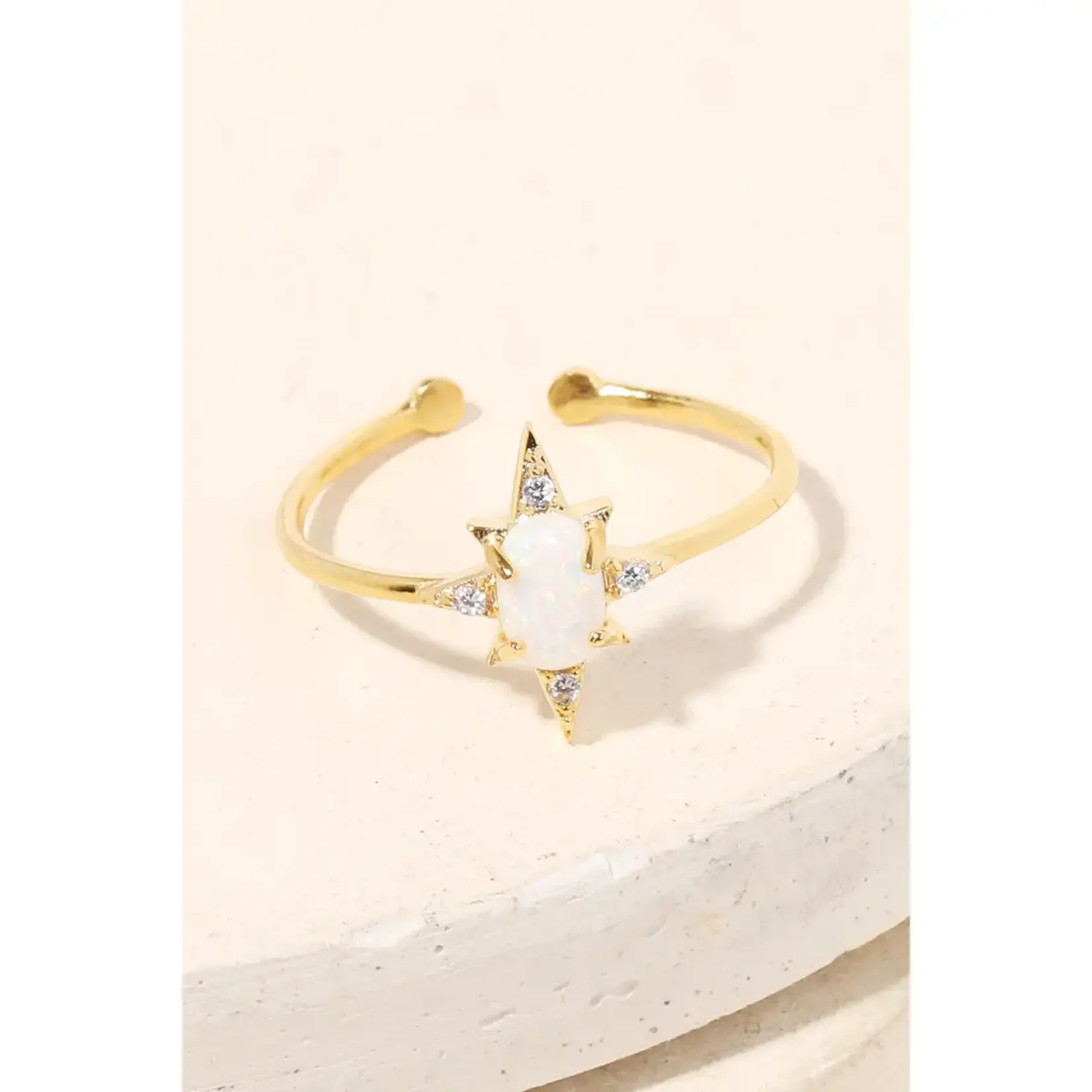 Opal Star Adjustable Fashion Ring · Gold Plating