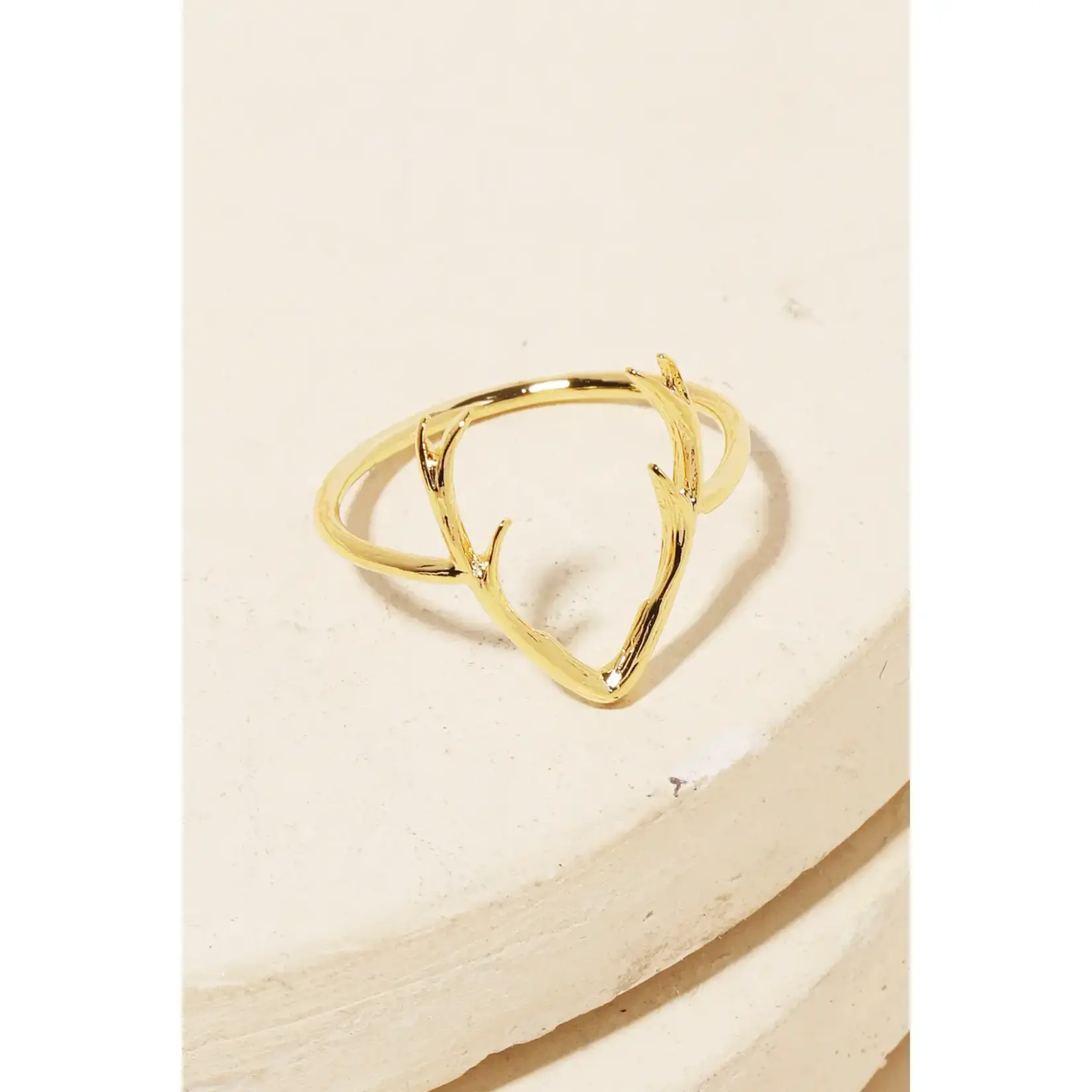 Dainty Antler Ring · Gold Plating