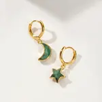 Sky Gazing Mismatch Emerald Hoops · 14K Gold Plating