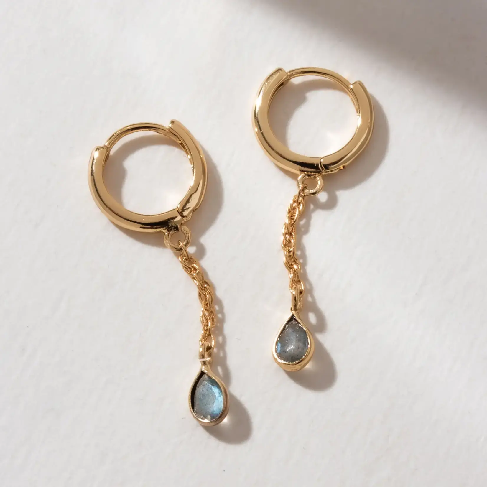 Luna Norte Misty Labradorite Huggies · 14K Gold Plating