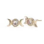 Triple Goddess Moon Stud Earrings · Gold
