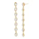 Glass Opal Chain Earrings · Gold