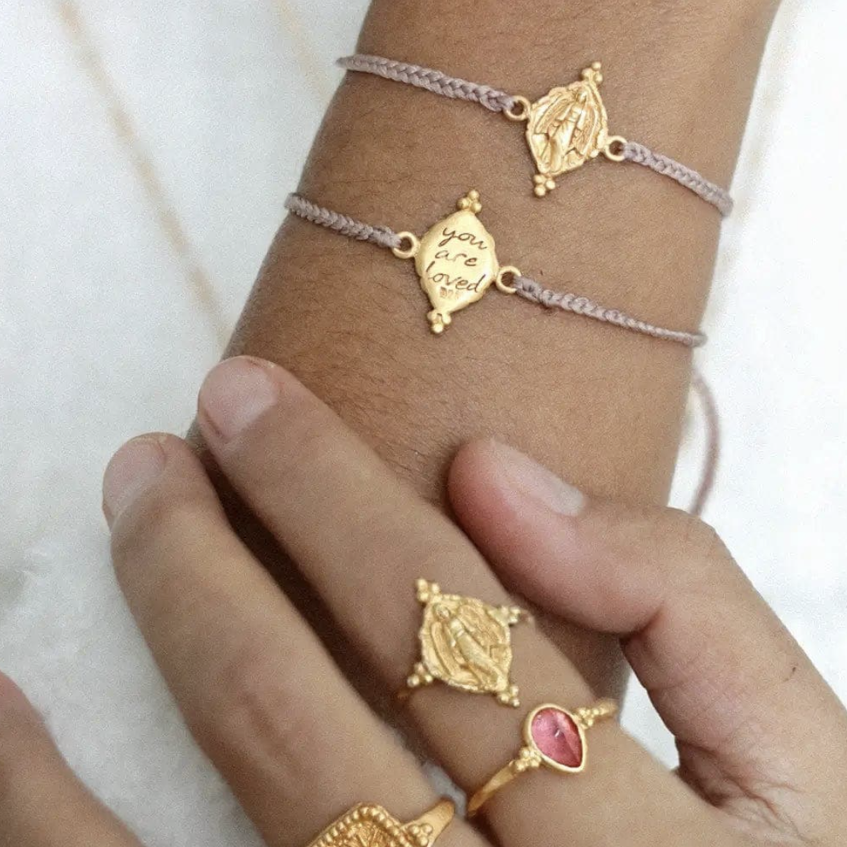 *You Are Loved Cord Bracelet · 22K Gold Vermeil