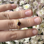 Large Round Rhodolite Garnet Ring · 18K Gold Vermeil · 6