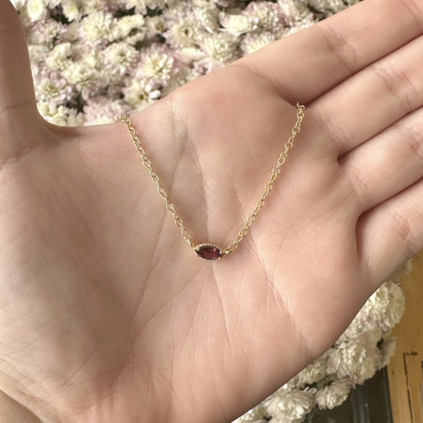 *Petite East West Rhodolite Garnet Necklace  · 18K Gold Vermeil