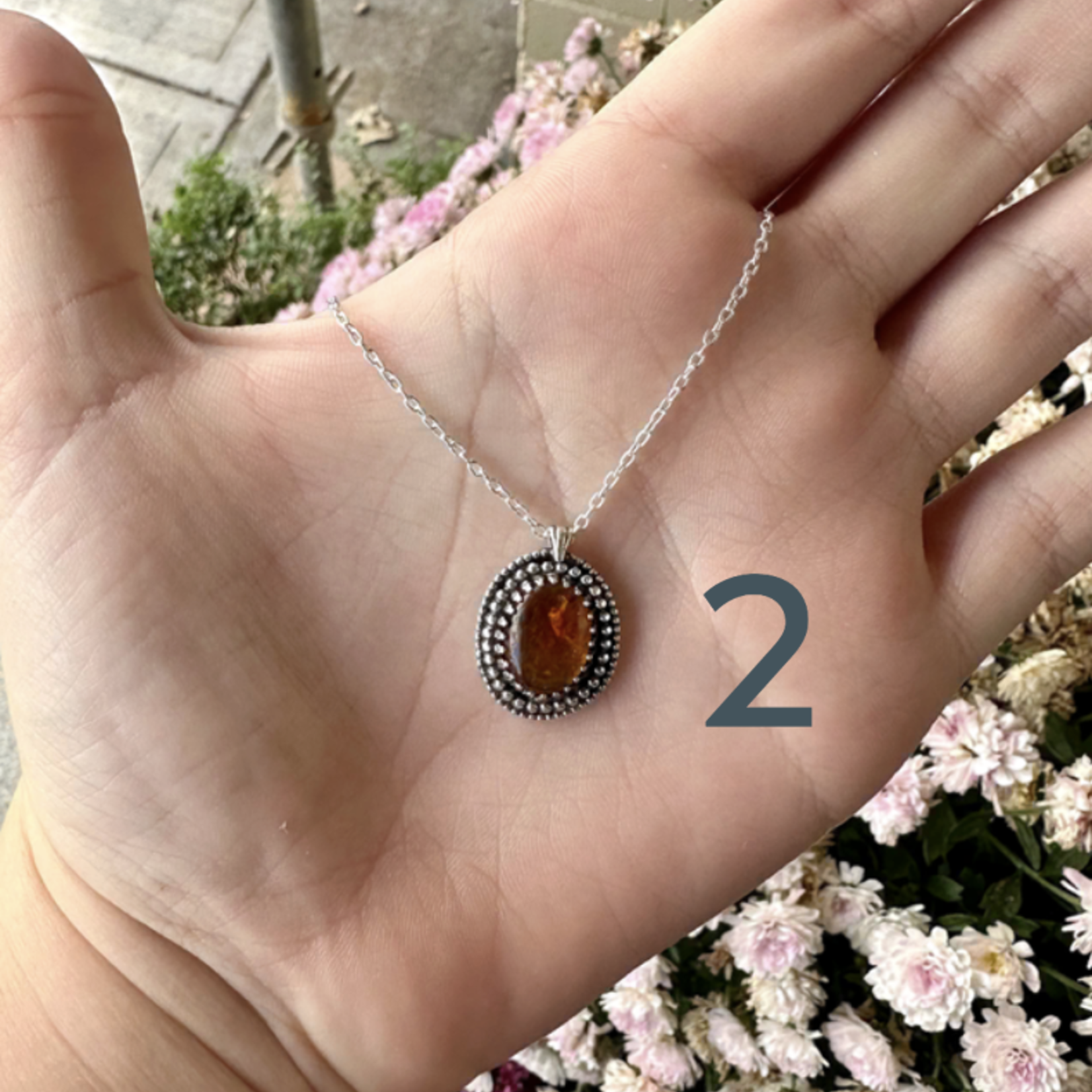 Amber Necklace · Silver ·