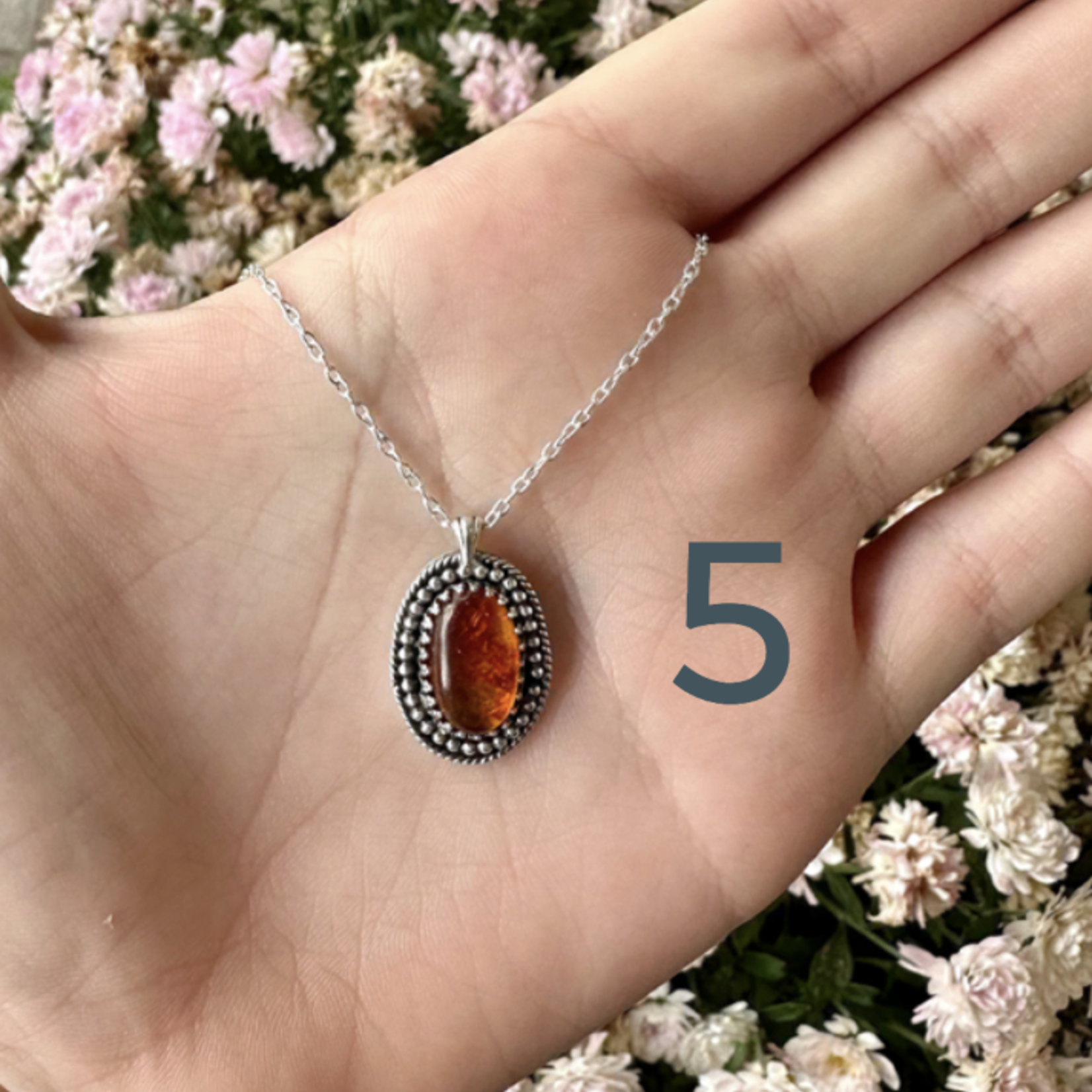 Amber Necklace · Silver ·