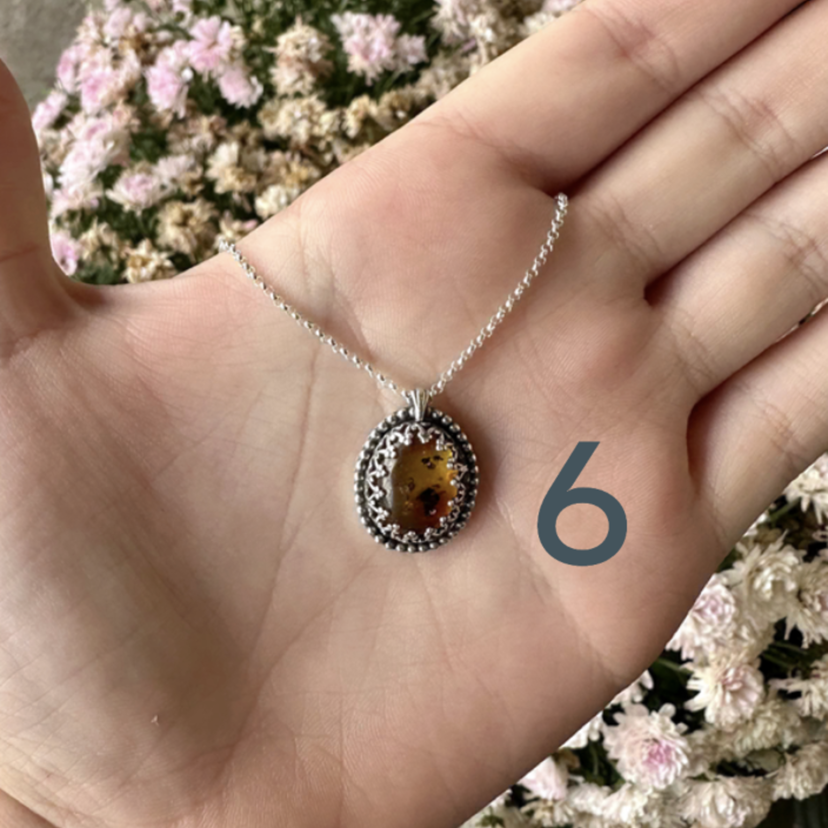 Amber Necklace · Silver ·