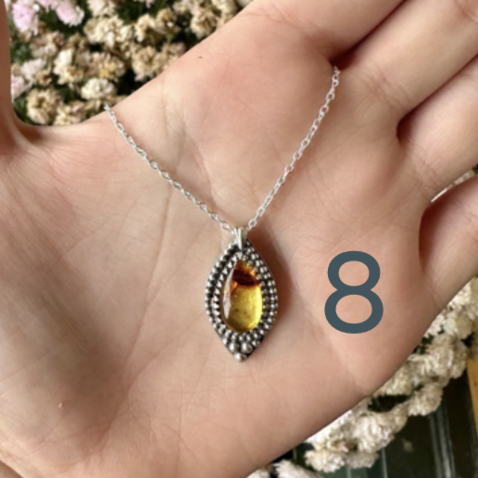 Amber Necklace · Silver ·