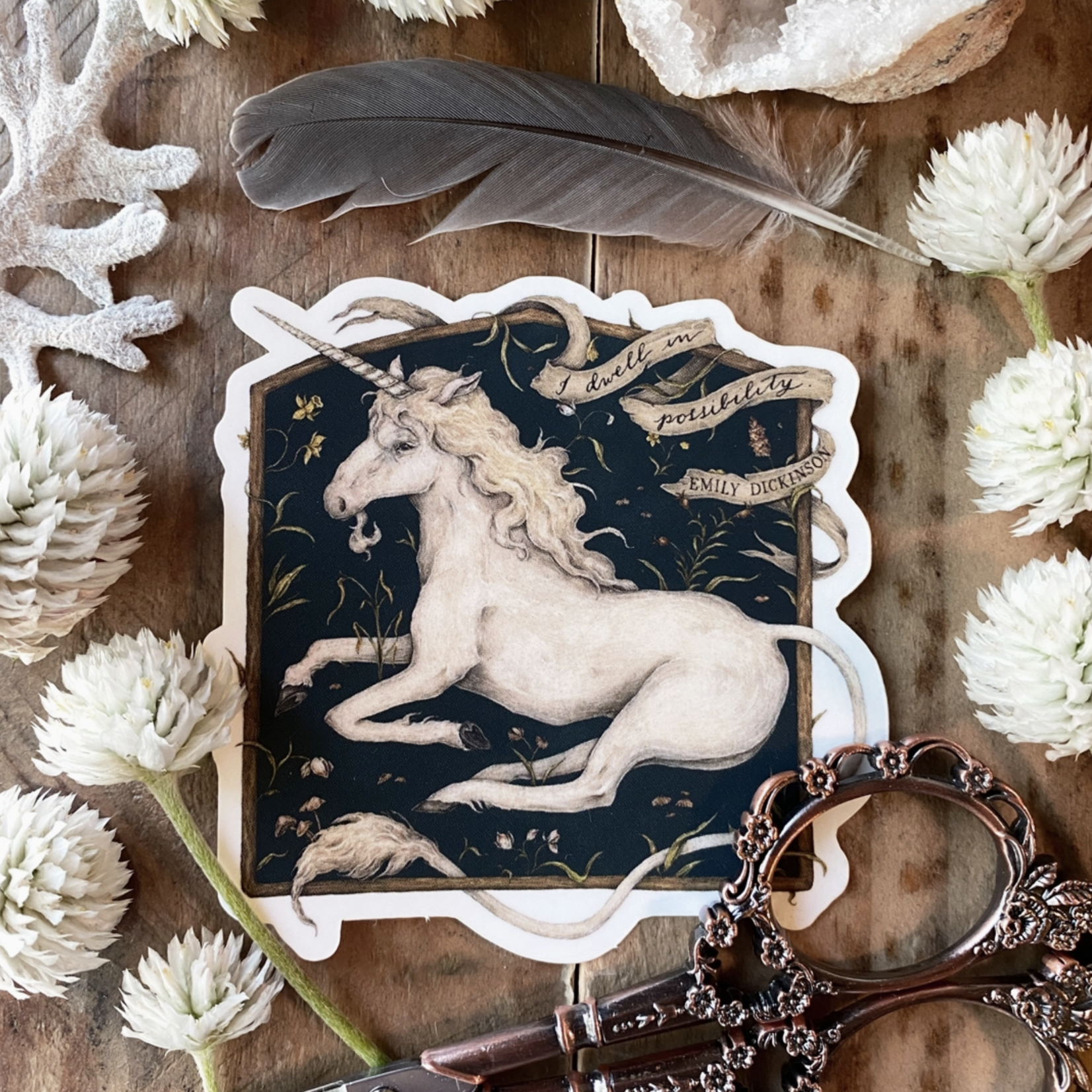 I Dwell in Possibility Unicorn | Sticker