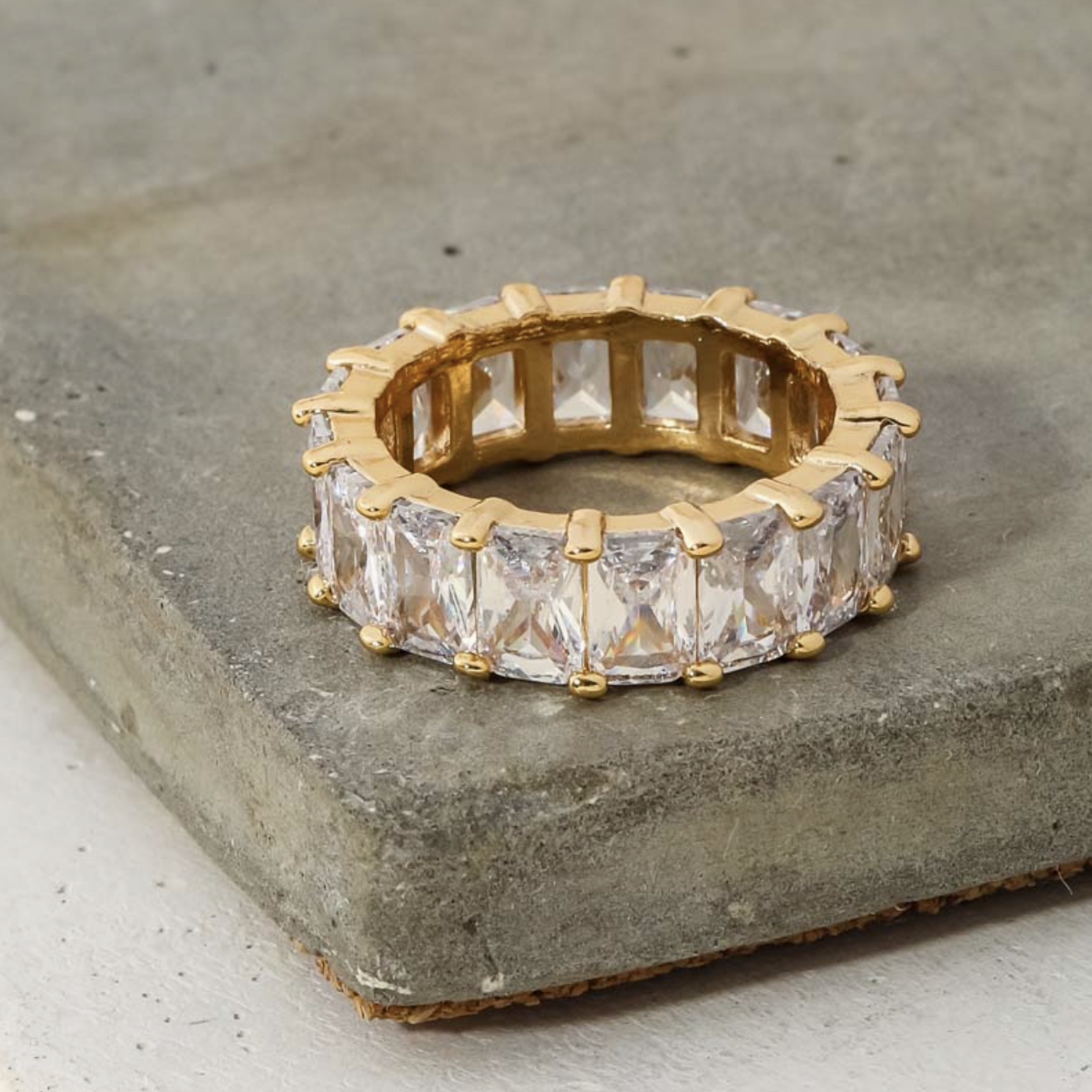 Rhinestone Baguette Eternity Ring · Silver
