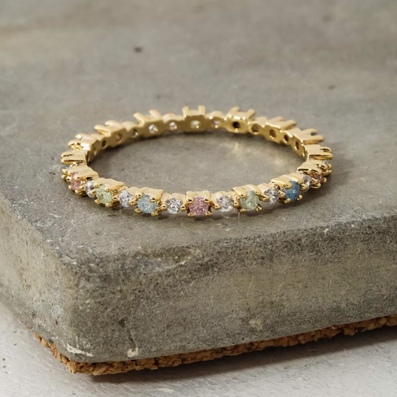 Delicate Rhinestone Eternity Fashion Ring · Gold