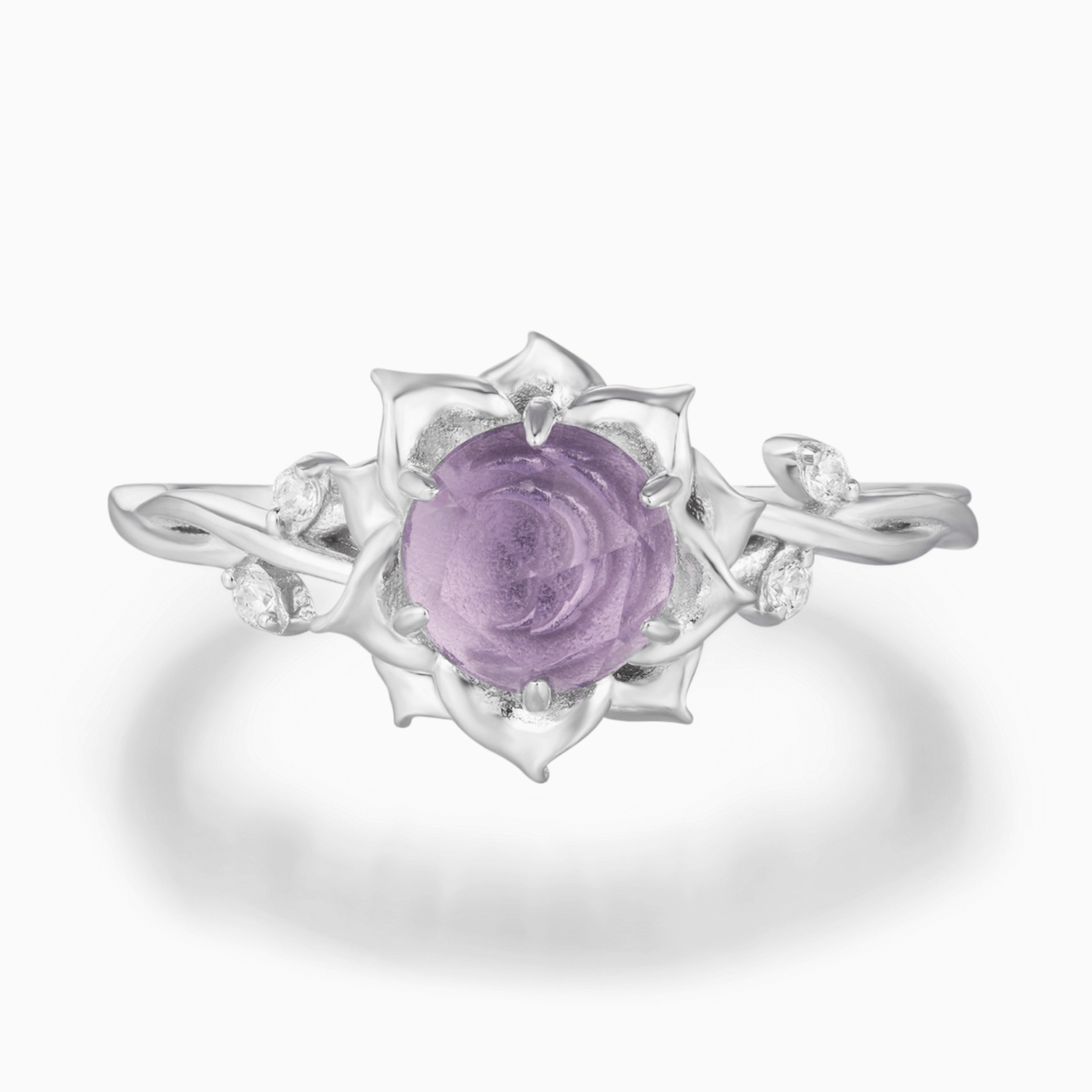 Moonflower Amethyst Ring · White Gold Vermeil · 7