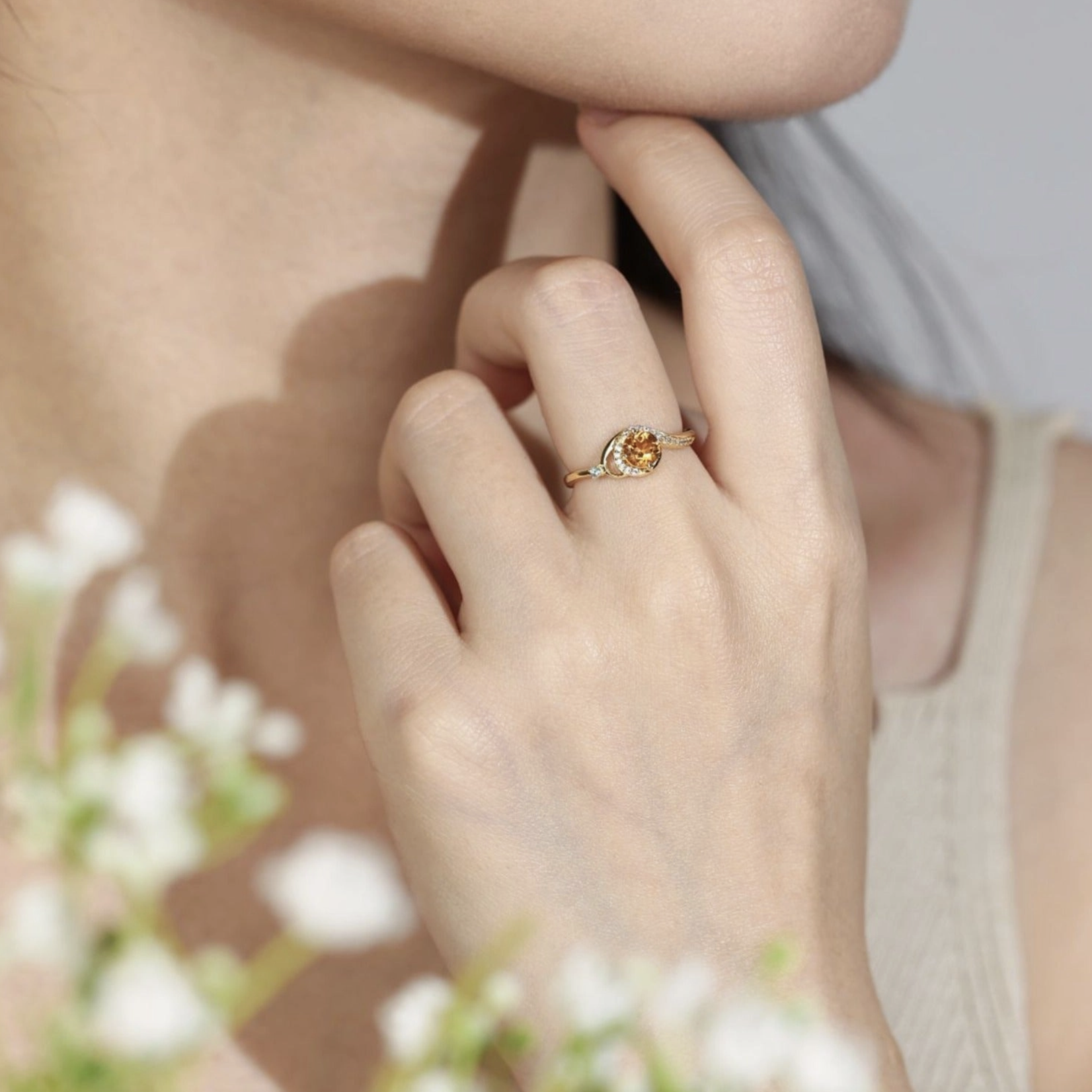 *Air Aquamarine & Citrine Ring · Yellow Gold Vermeil · 8