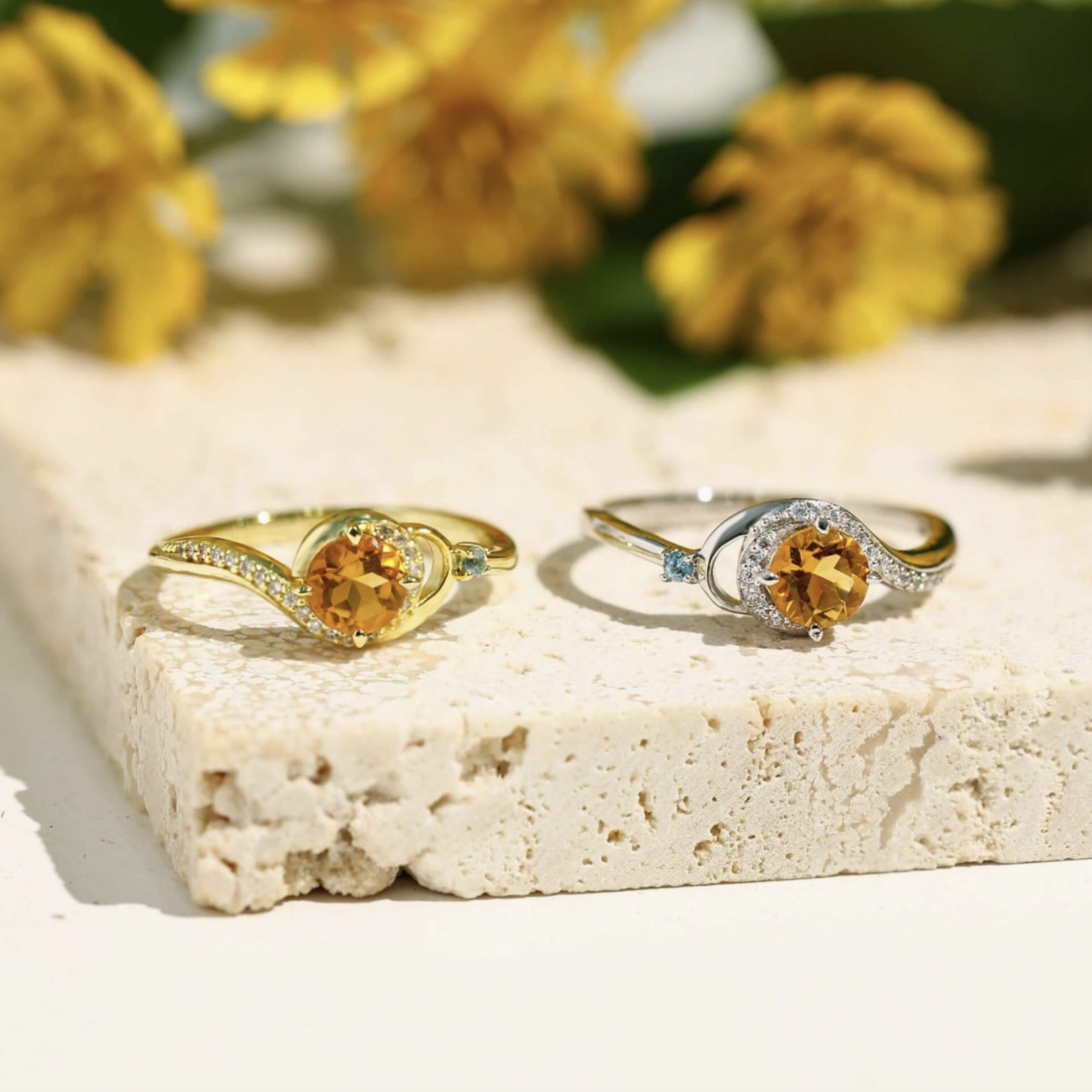 *Air Aquamarine & Citrine Ring · Yellow Gold Vermeil · 8