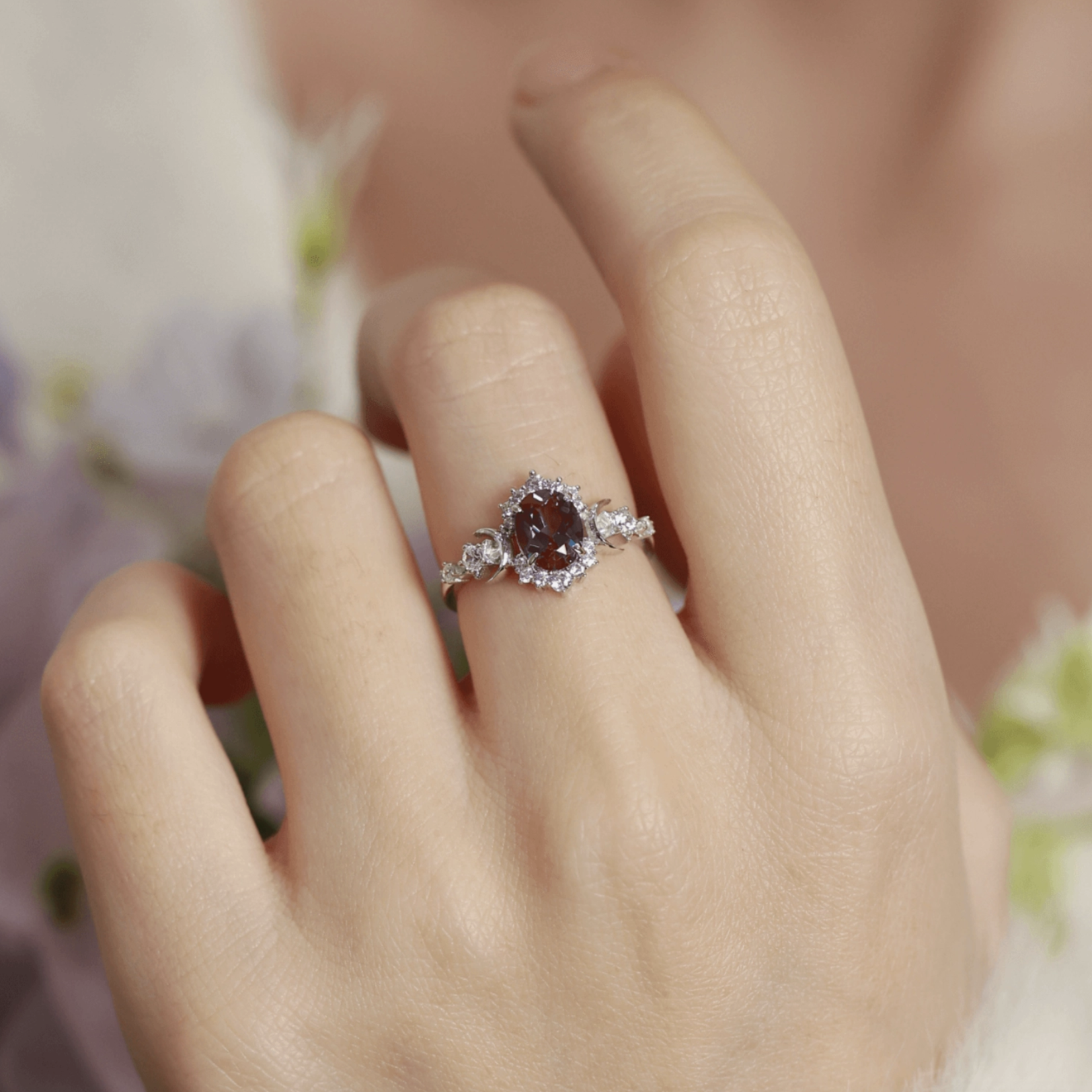Galactic Alexandrite Ring · White Gold Vermeil ·