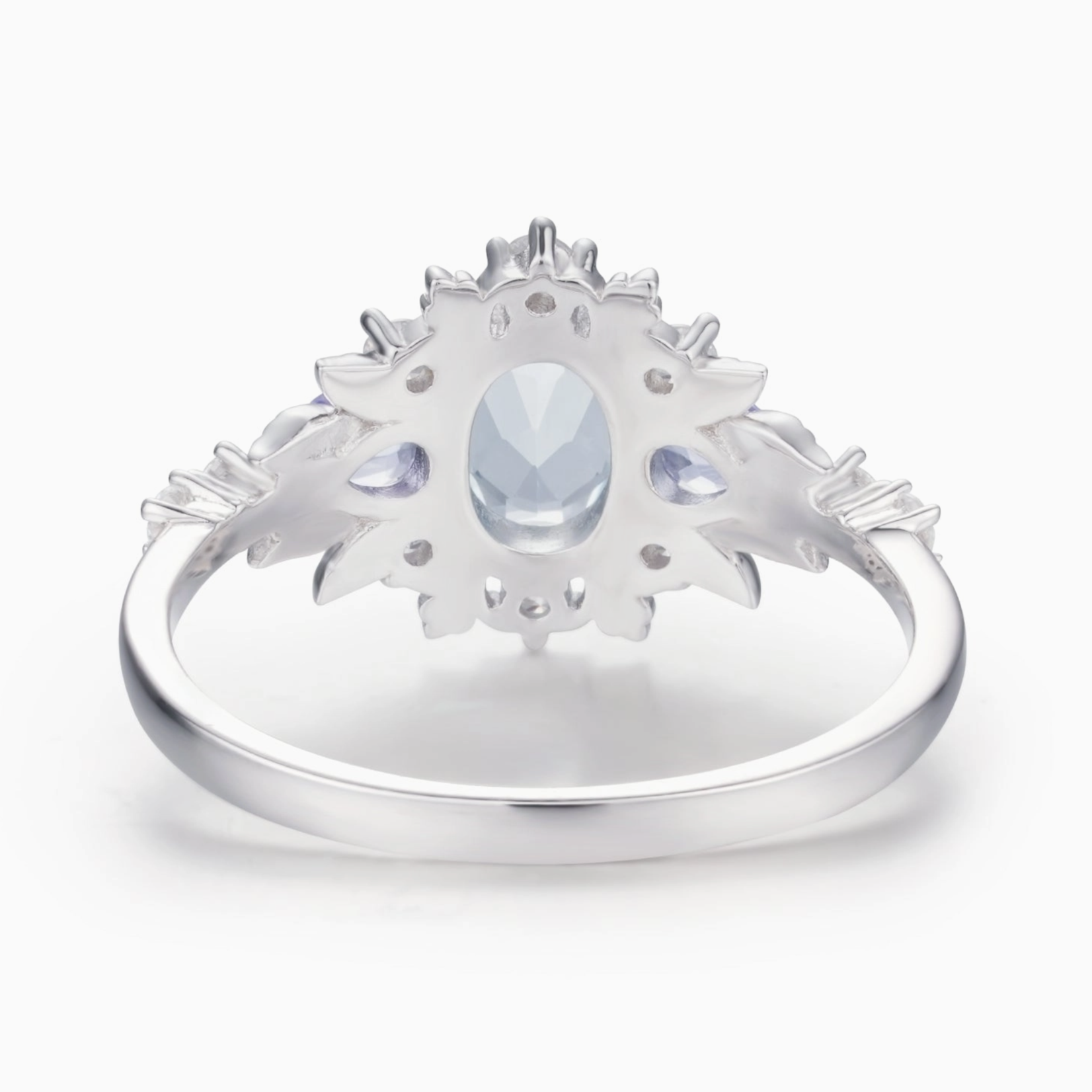 *Dahlia Aquamarine Tanzanite Ring · White Gold Vermeil · 7