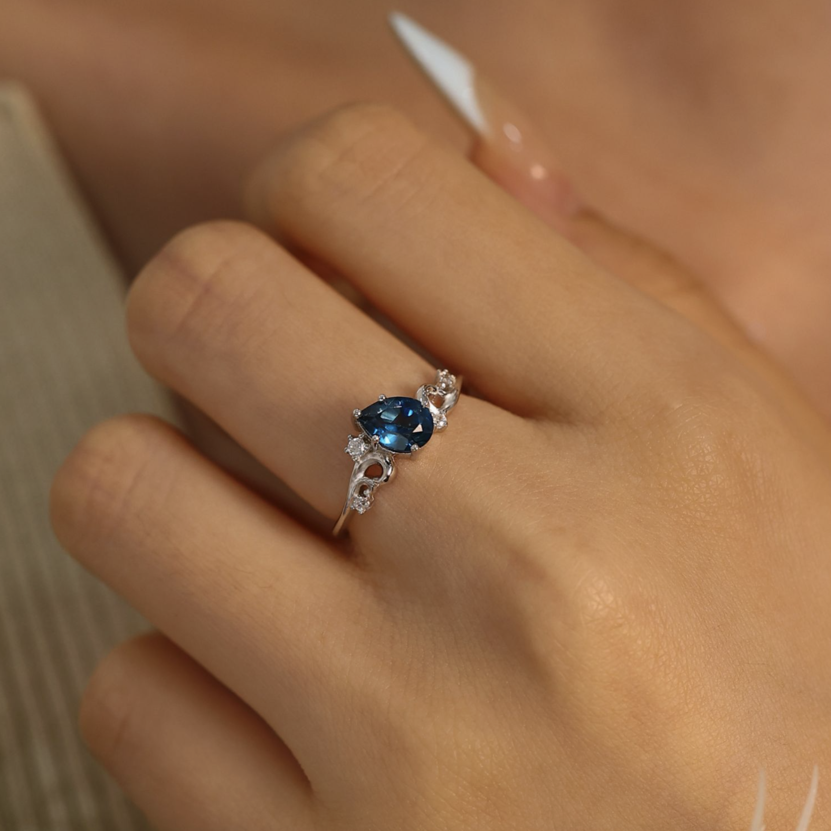 *Midnight Seabed London Blue Topaz Ring · White Gold Vermeil · 7