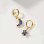 Sky Gazing Mismatch Sapphire Hoops · 14K Gold Plating