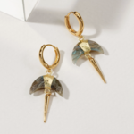 Crescent Horn Spike Labradorite Huggies · 14K Gold Plating