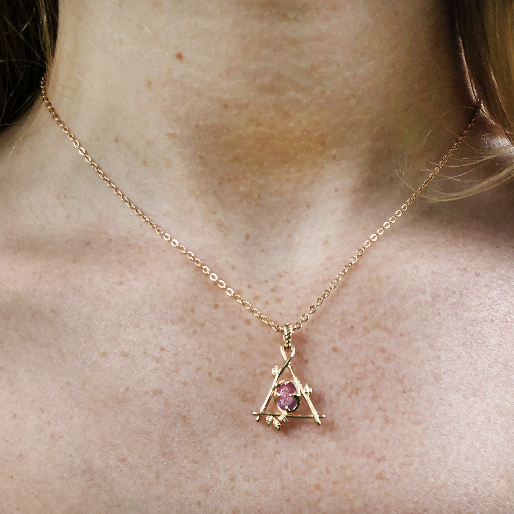 *Fae Necklace with Amethyst · 14K Gold Plating
