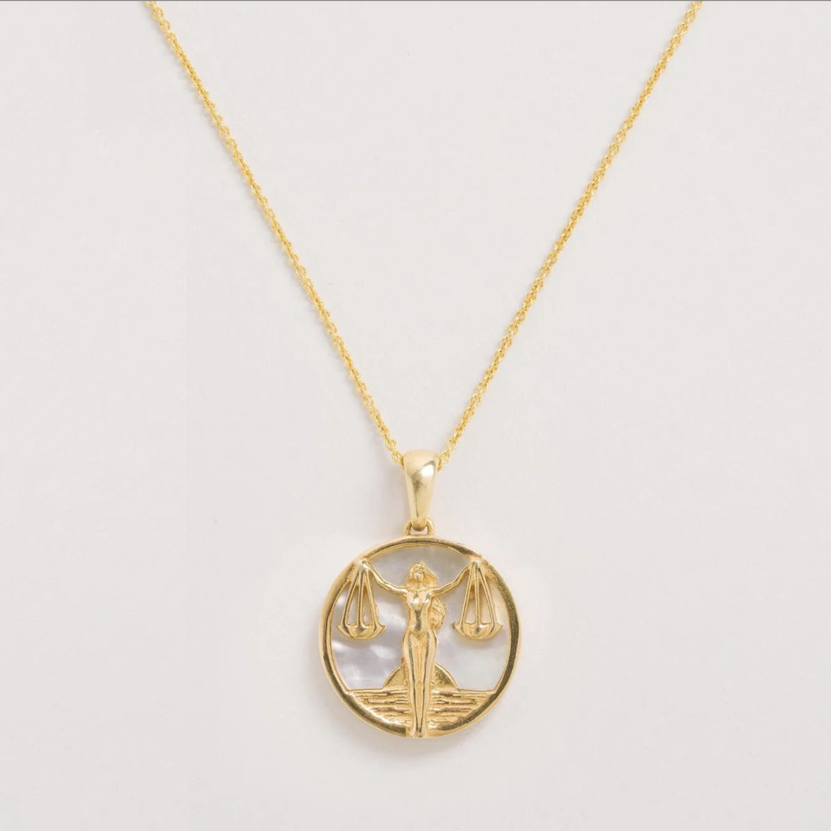 *Zodiac Libra Necklace with Mother of Pearl · 18K Gold Vermeil
