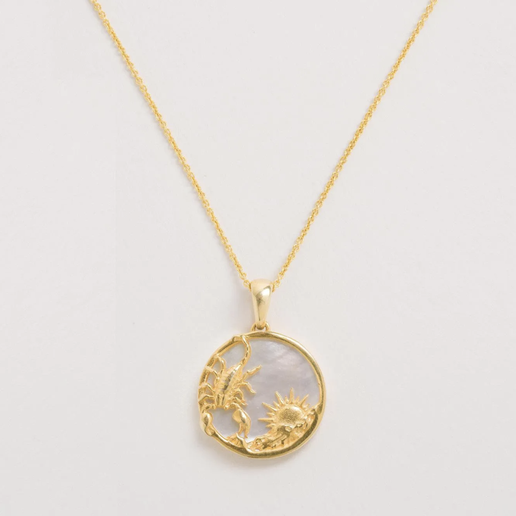 *Zodiac Scorpio Necklace with Mother of Pearl · 18K Gold Vermeil