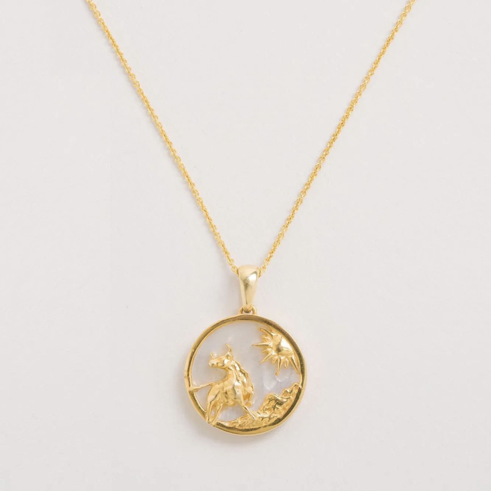 *Zodiac Taurus Necklace with Mother of Pearl · 18K Gold Vermeil