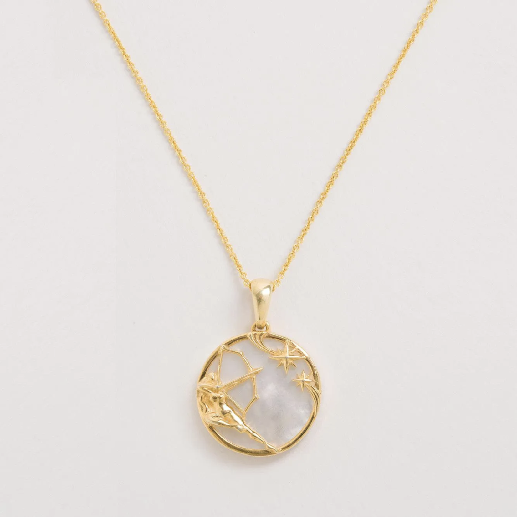 *Zodiac Sagittarius Necklace with Mother of Pearl · 18K Gold Vermeil