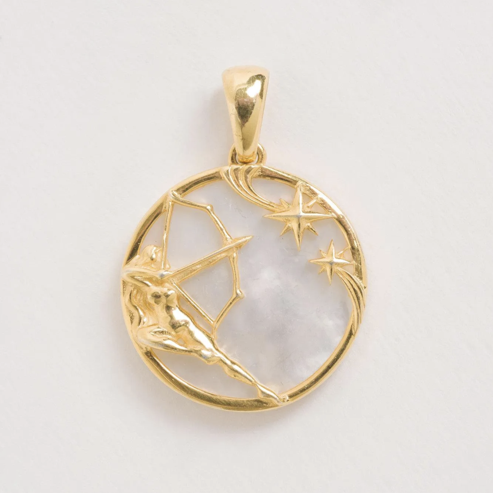*Zodiac Sagittarius Necklace with Mother of Pearl · 18K Gold Vermeil