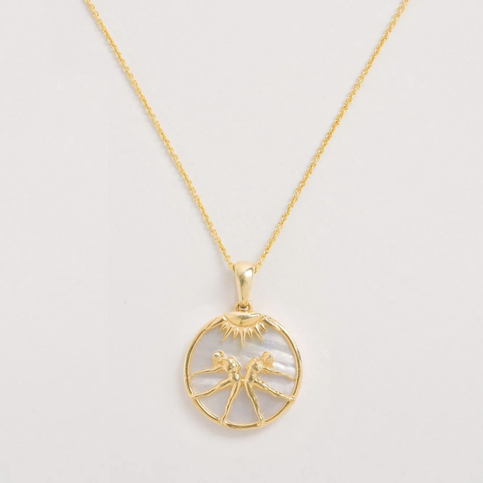 *Zodiac Gemini Necklace with Mother of Pearl · 18K Gold Vermeil
