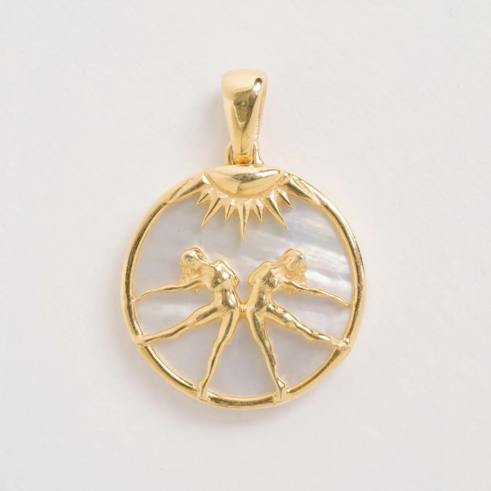 *Zodiac Gemini Necklace with Mother of Pearl · 18K Gold Vermeil