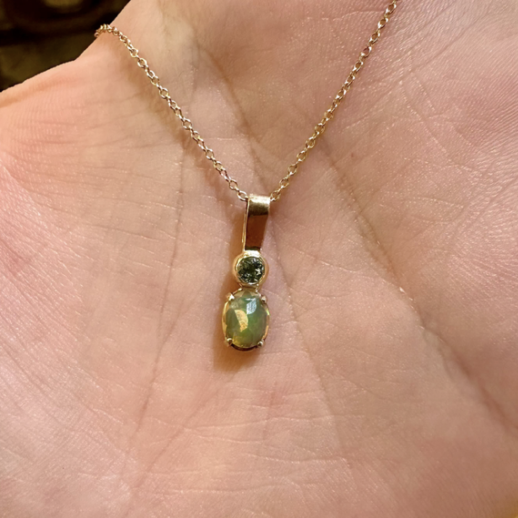 *Opal & Tourmaline Necklace · 14K Gold