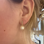 Baroque Pearl Textured Bar Earrings · 18K Gold