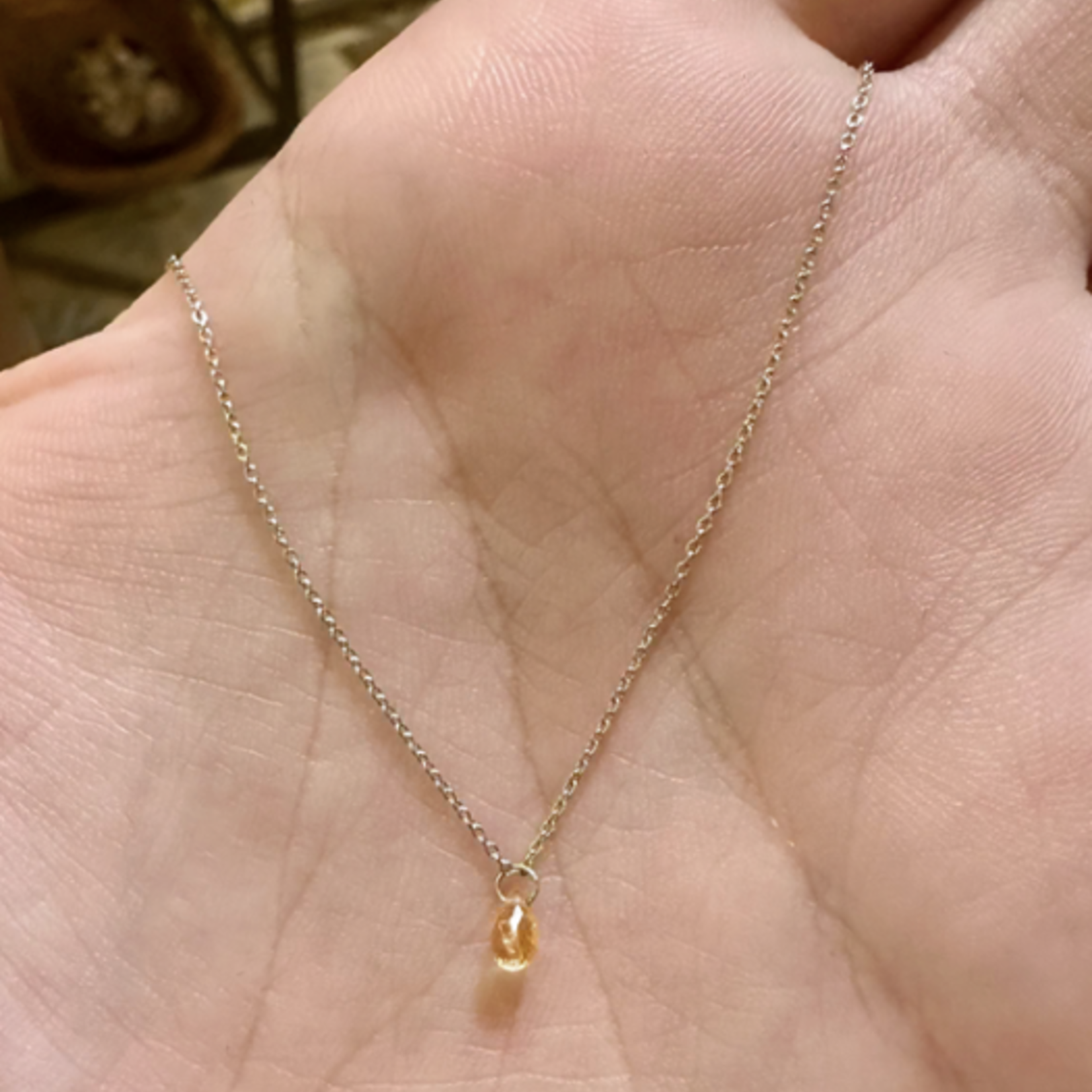 *Tiny Constellation Drop Necklace · 14K Gold · Yellow Sapphire