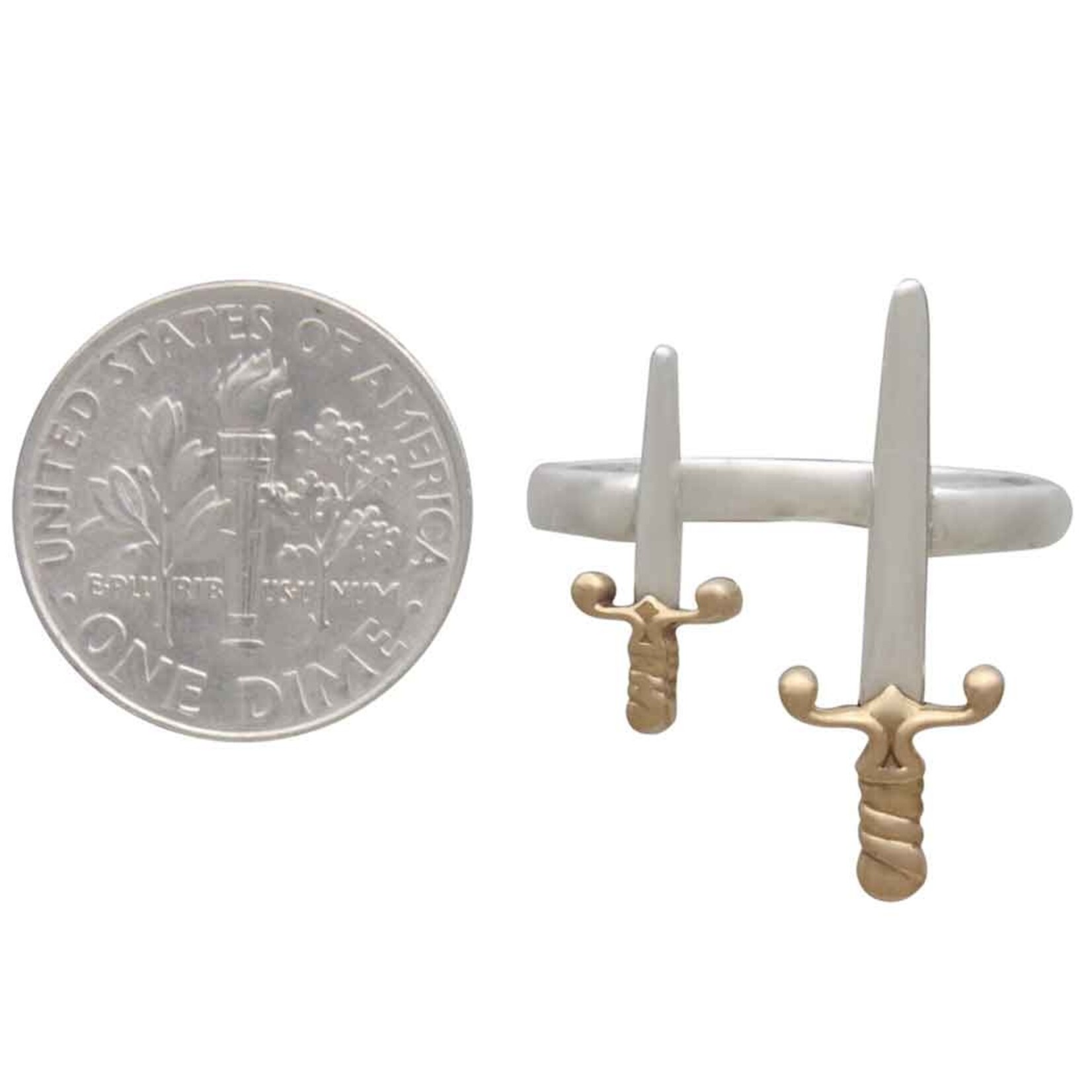 Mixed Metal Sword Ring · Silver · Adjustable