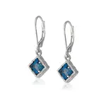 London Blue Topaz Earrings · Diamond Shaped · Sterling Silver