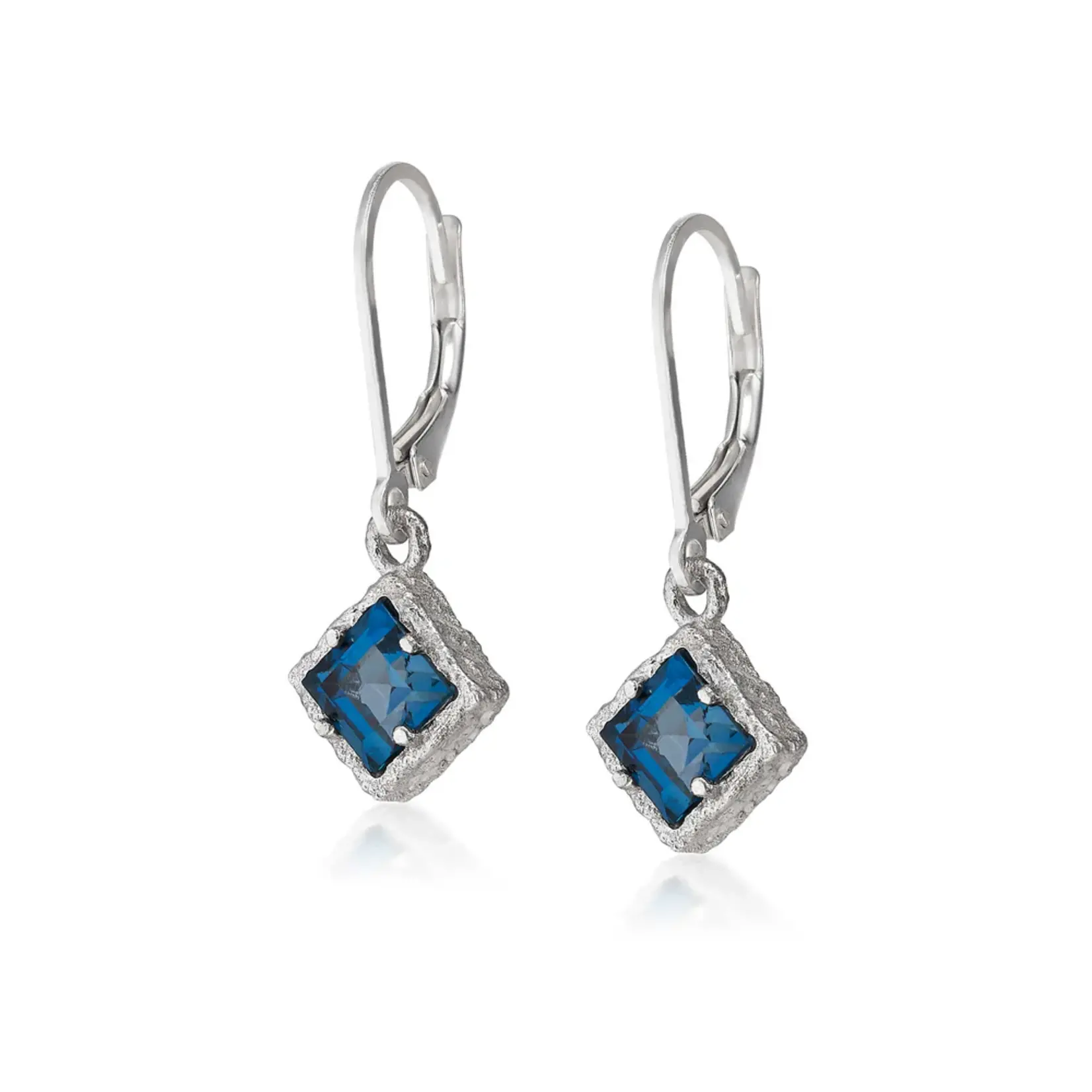 *London Blue Topaz Earrings · Diamond Shaped · Sterling Silver
